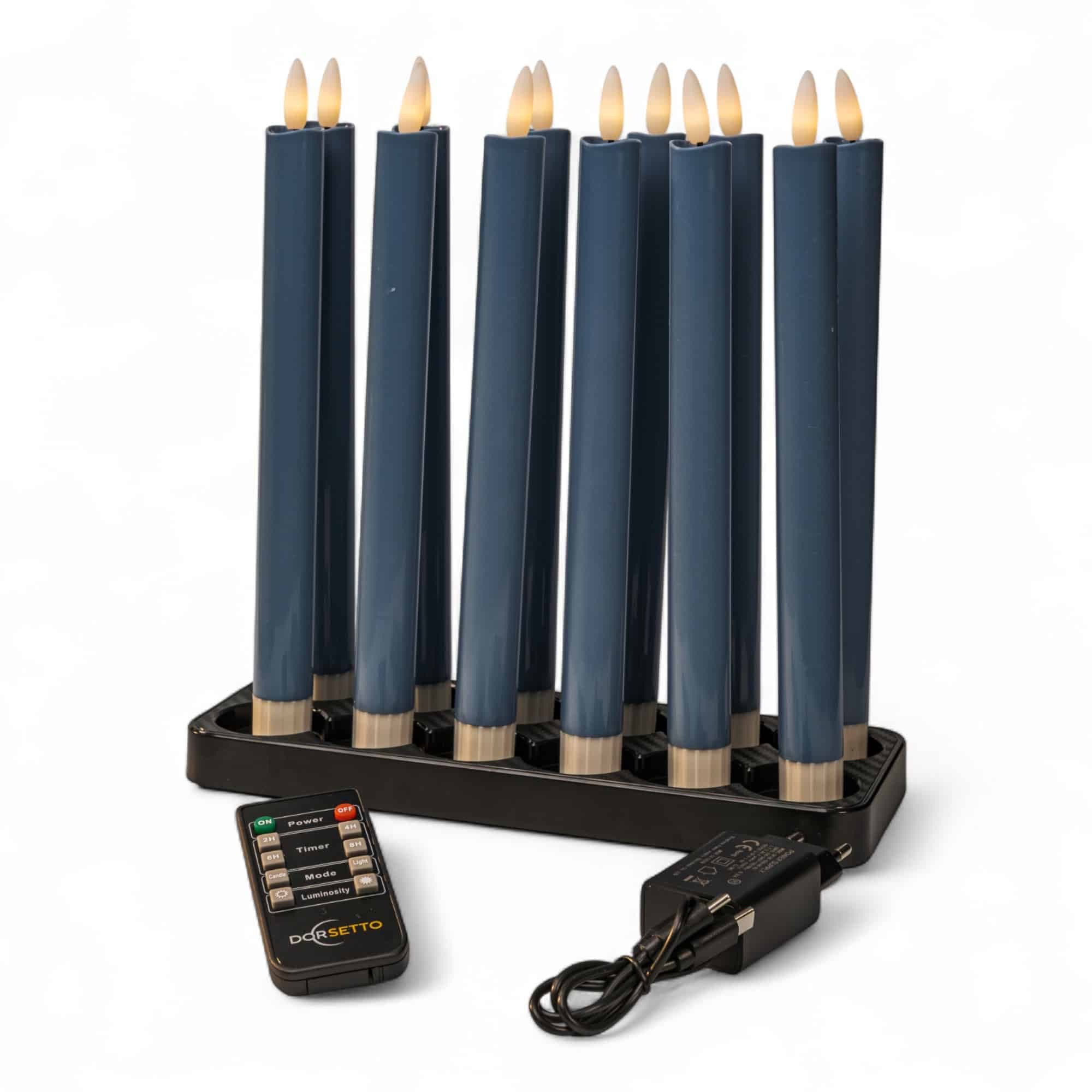 Led dinerkaarsen blauw, oplaadbaar, tot 400 uur brandduur, set van 12 - afbeelding 1