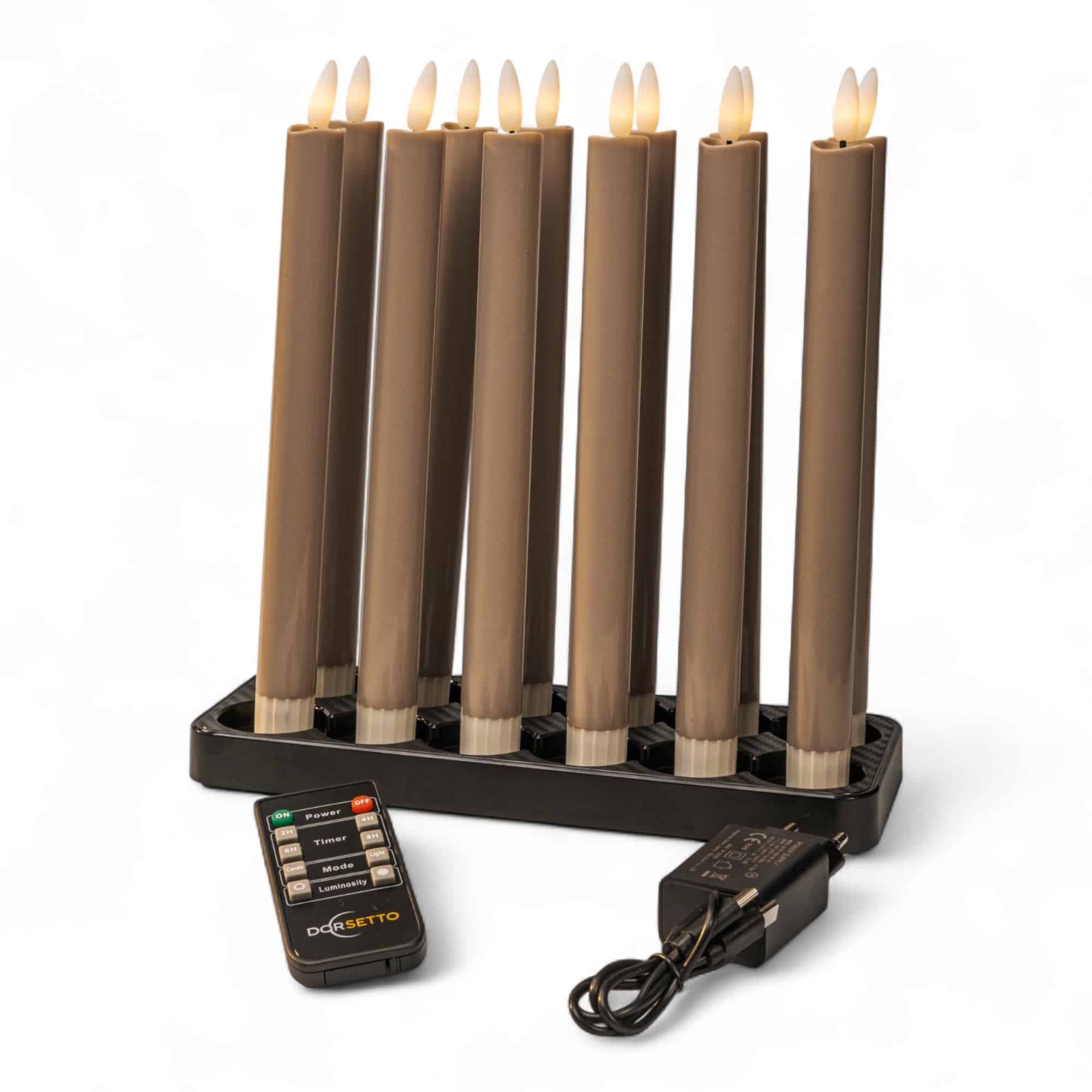 Led dinerkaarsen beige, oplaadbaar, tot 400 uur brandduur, set van 12 - afbeelding 1