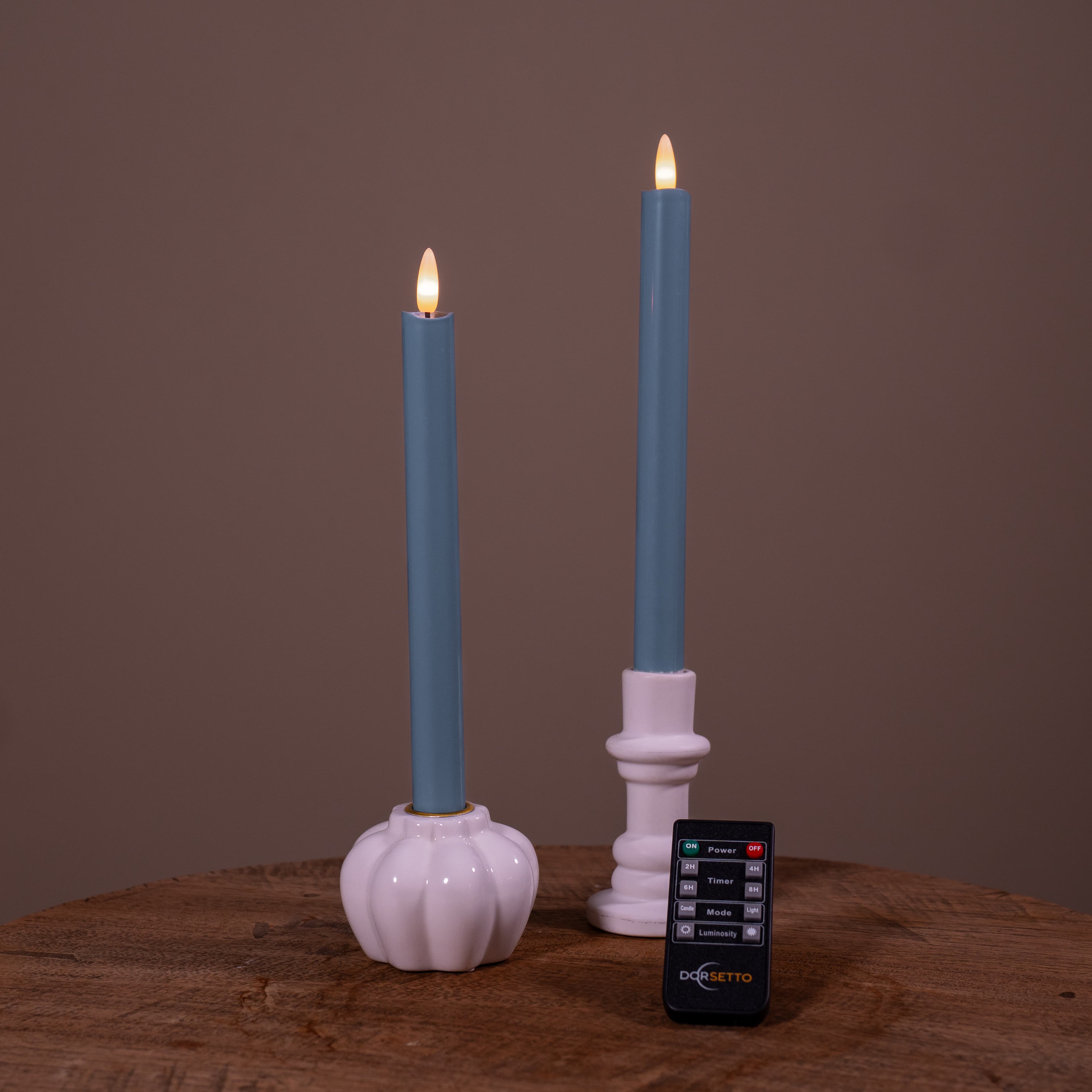 LED dinerkaarsen 400 uur brandduur oplaadbaar Stone Blauw set van 2 - afbeelding 2