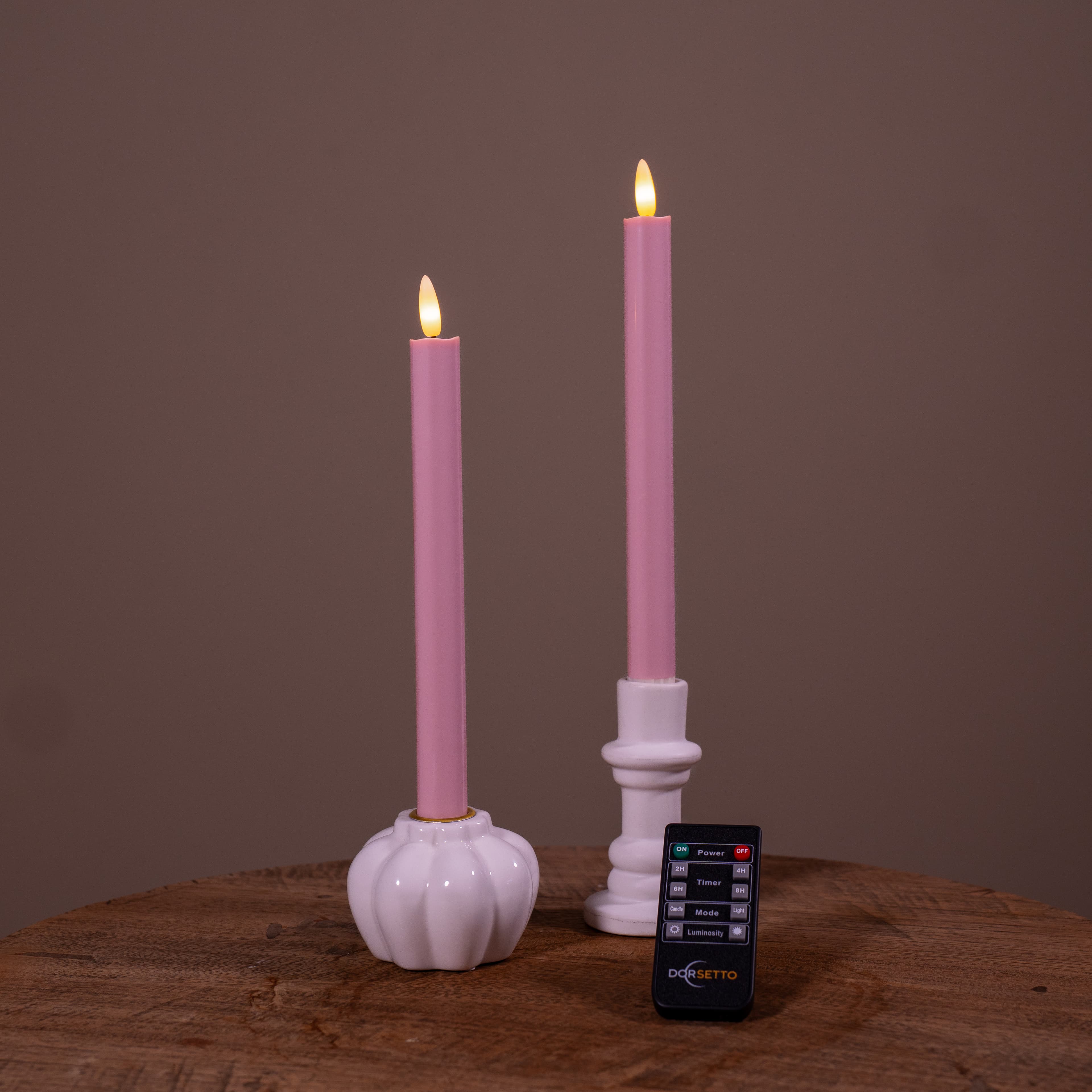 LED dinerkaarsen 400 uur brandduur oplaadbaar zacht roze set van 2 - afbeelding 2